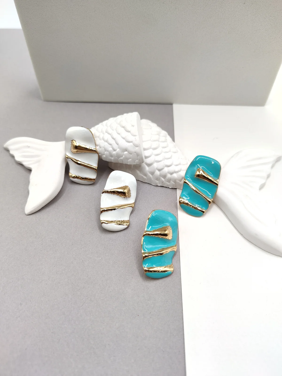 Stainless Steel Earrings with Enamel by Magis Handmade Jewels – view 2