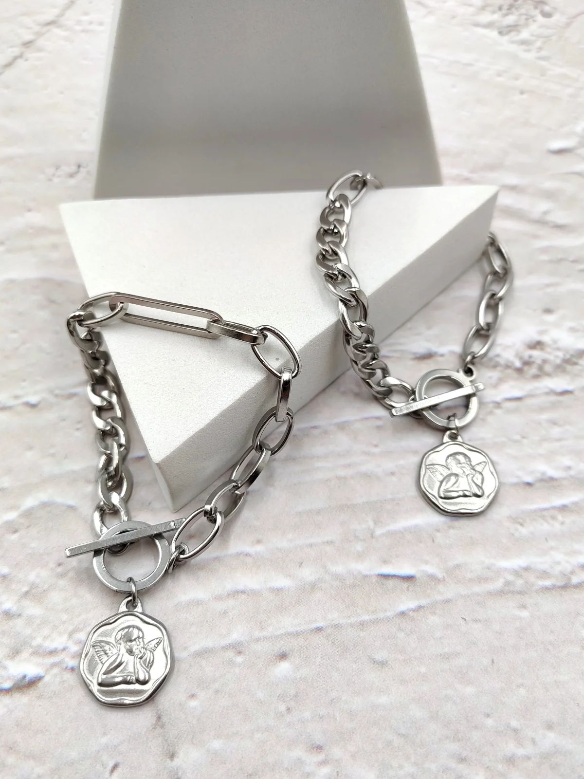 Stainless Steel Bracelet with Embossed Angel by Magis Handmade Jewels – view 2