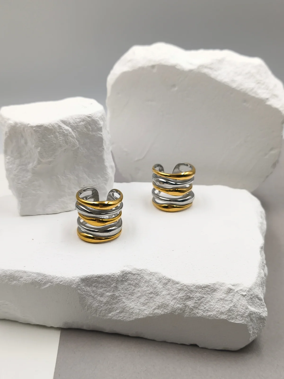 Stainless Steel Multi-Strand Two-Tone Ring by Magis Handmade Jewels – view 2
