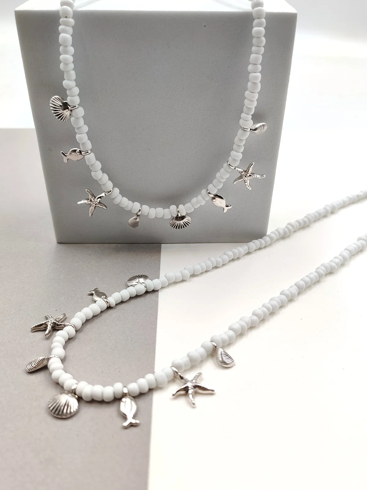 Necklace with Beads and Silver-Plated Details by Magis Handmade Jewels – view 3