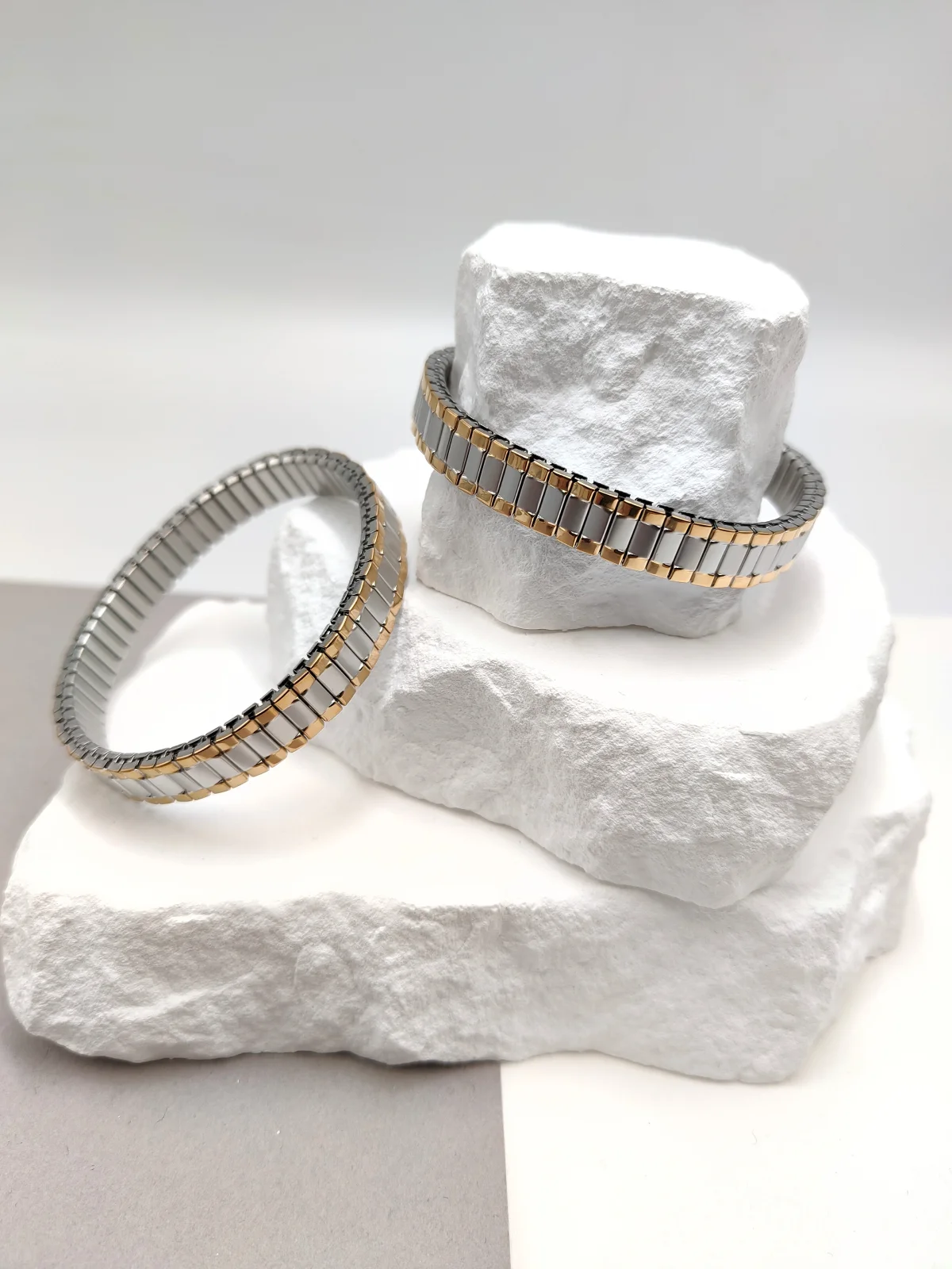 Stainless Steel Stretch Two-Tone Bracelet by Magis Handmade Jewels – view 2