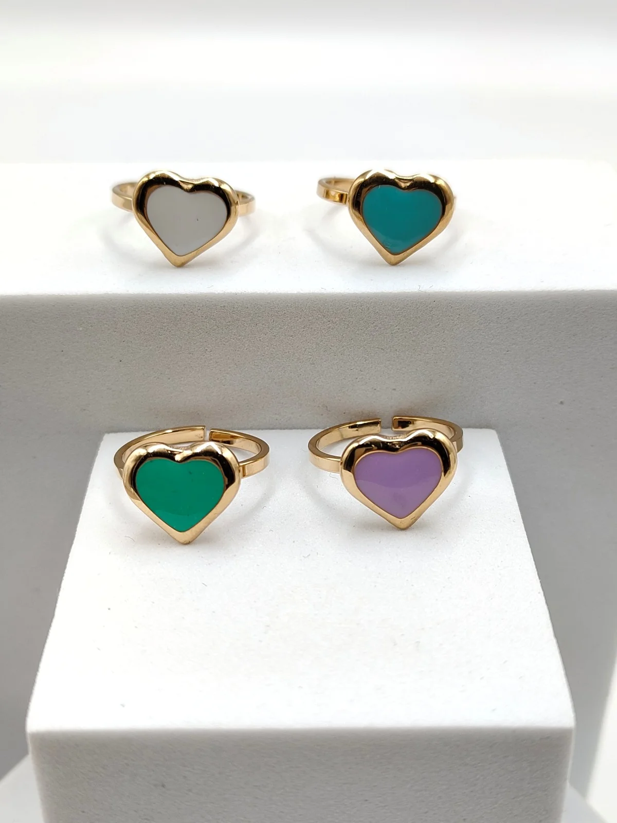 Stainless Steel Ring with Heart and Enamel by Magis Handmade Jewels – view 3