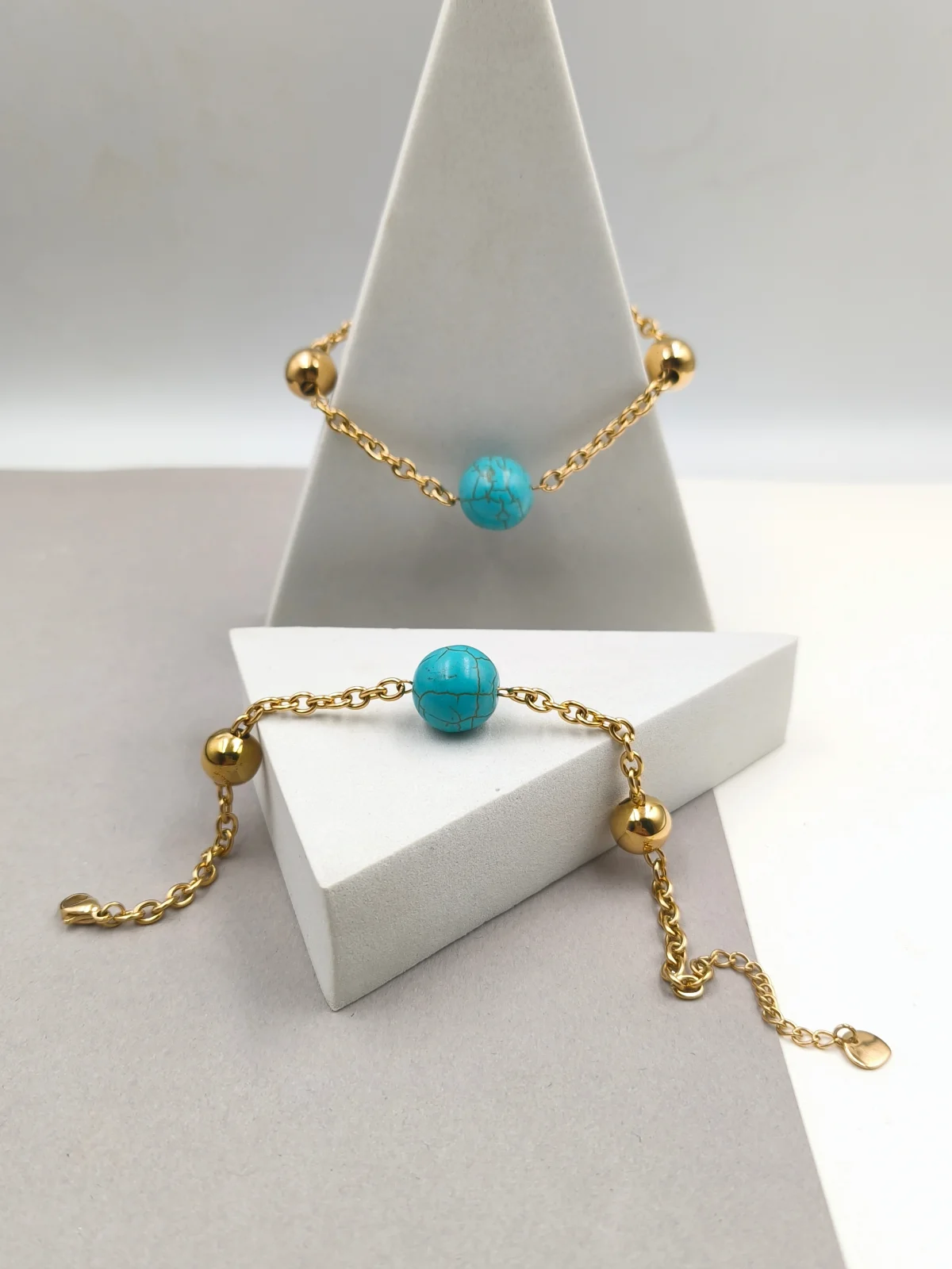 Stainless Steel Bracelet with Howlite Bead by Magis Handmade Jewels – view 2