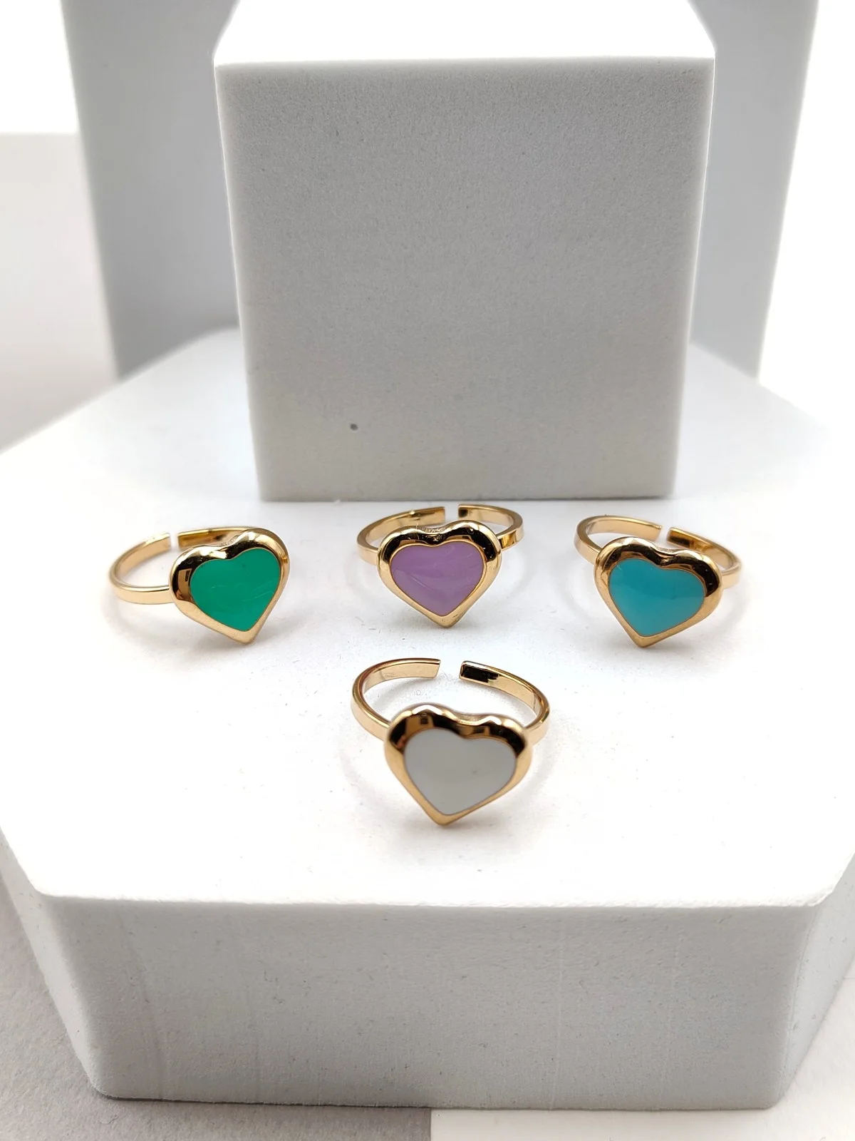 Stainless Steel Ring with Heart and Enamel by Magis Handmade Jewels – view 4
