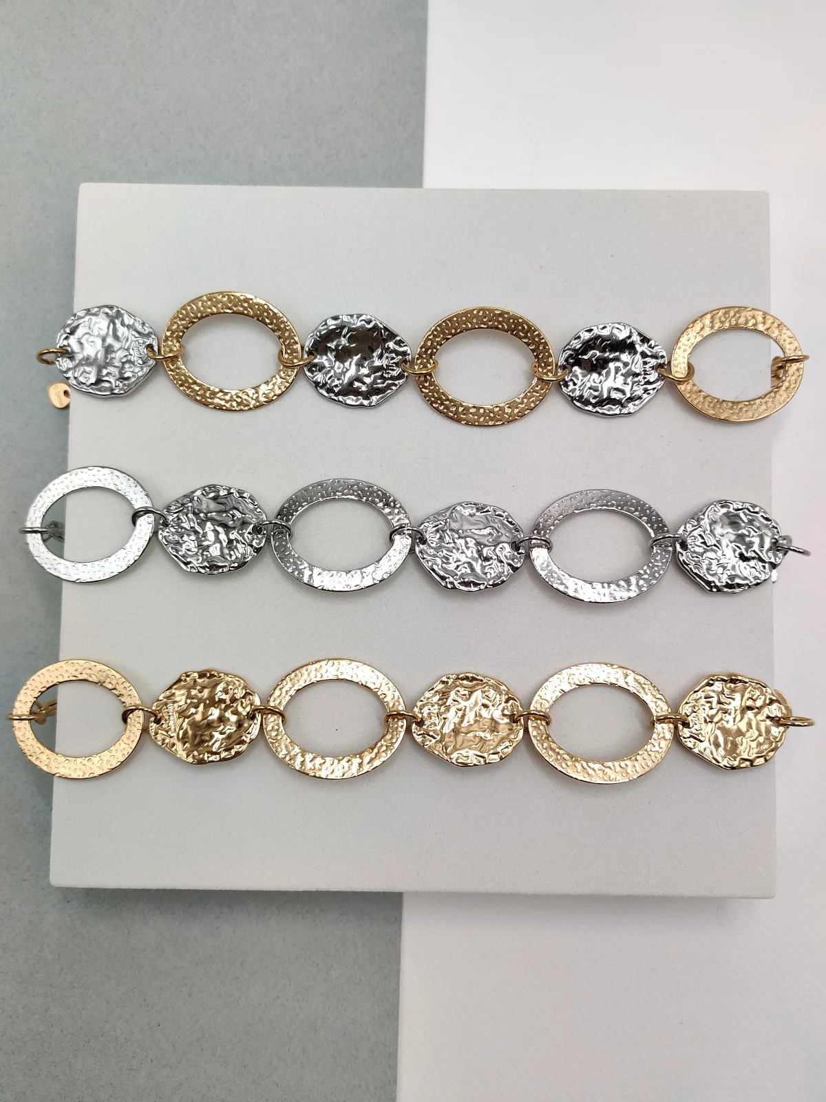 Stainless Steel Bracelet with Oval Embossed Motif by Magis Handmade Jewels – view 2