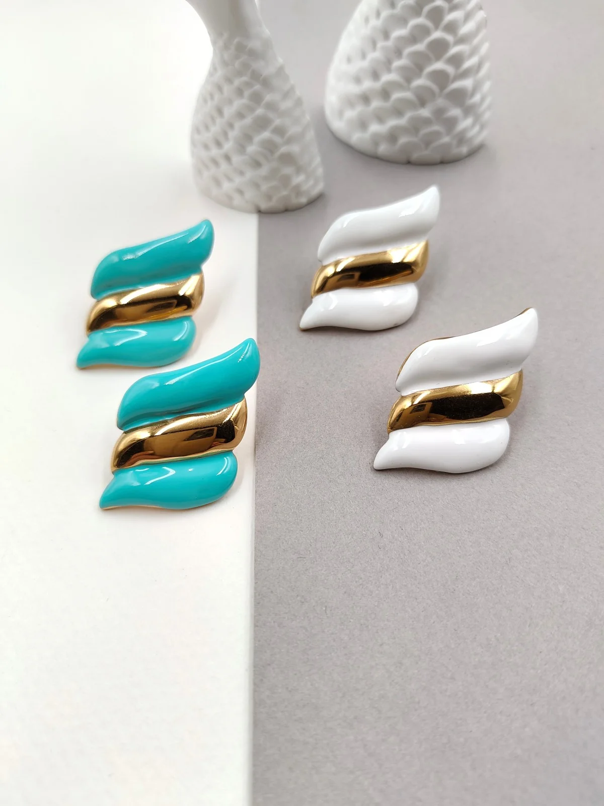 Stainless Steel Earrings with Enamel by Magis Handmade Jewels – view 2