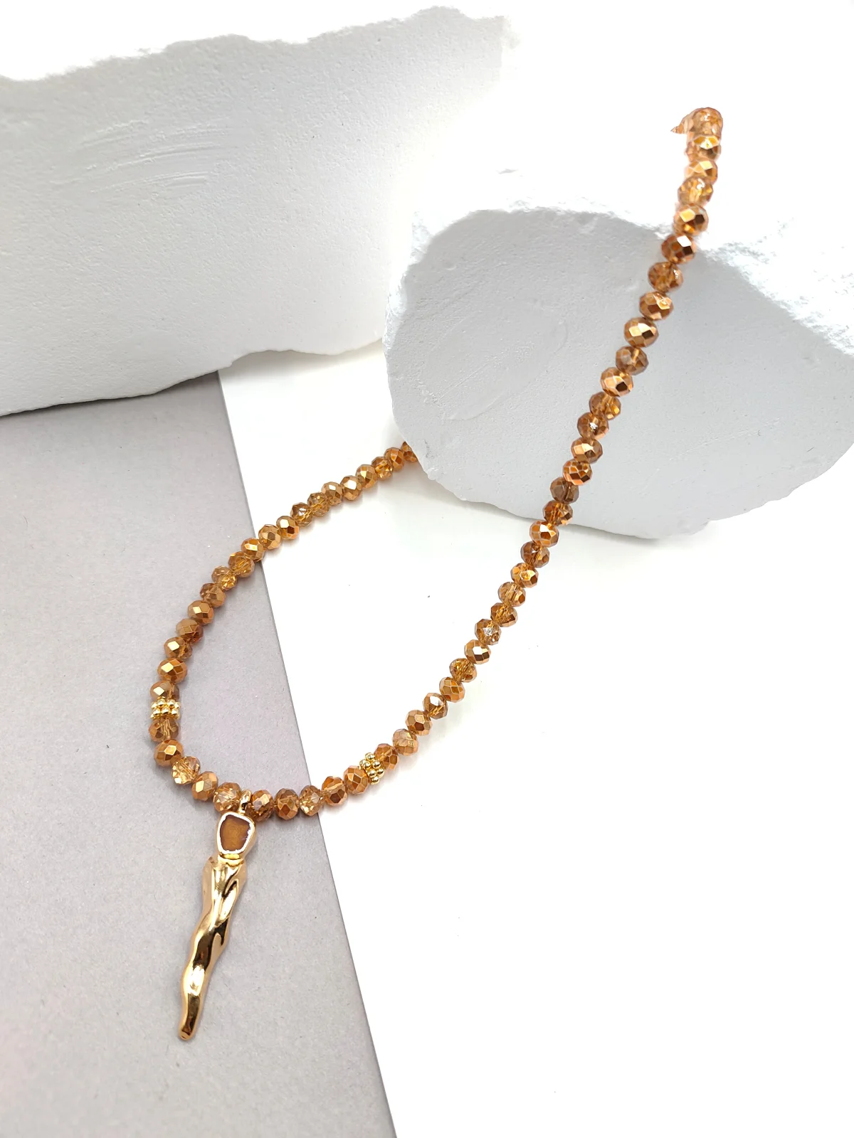 Necklace with Crystal Beads and Gold-Plated Detail by Magis Handmade Jewels – view 2
