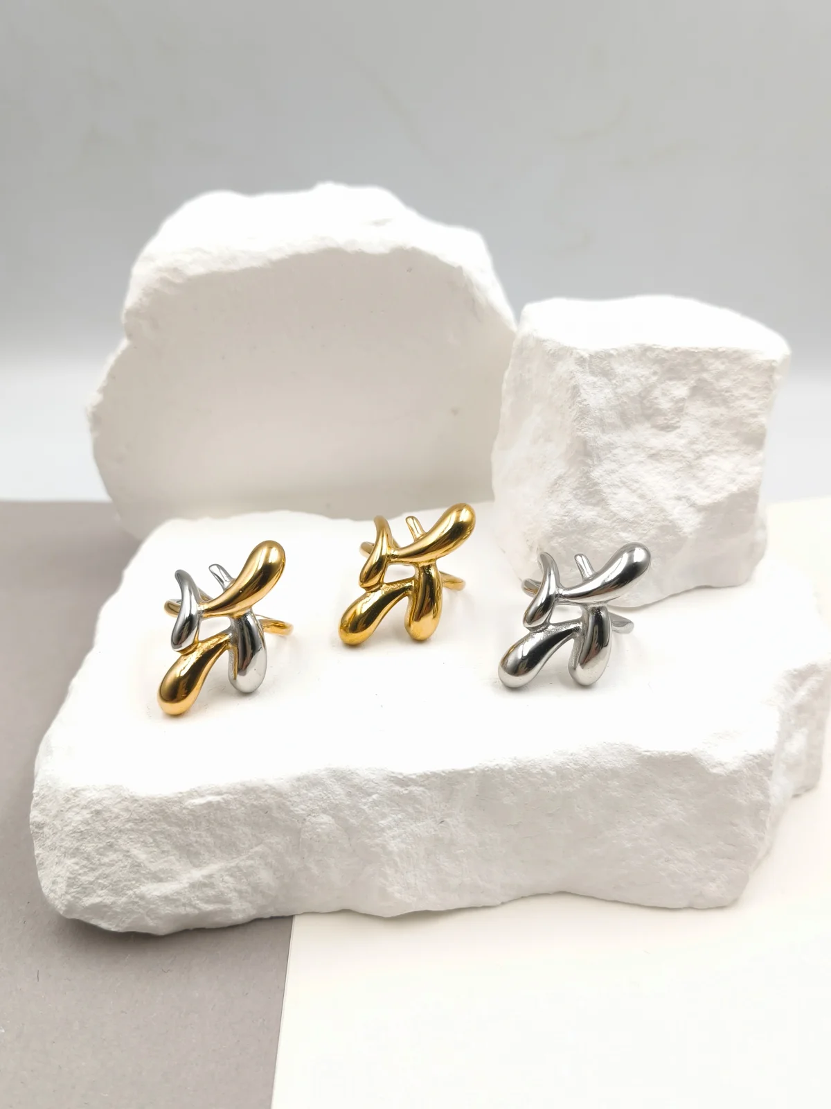 Stainless Steel Ring with Drops by Magis Handmade Jewels – view 2