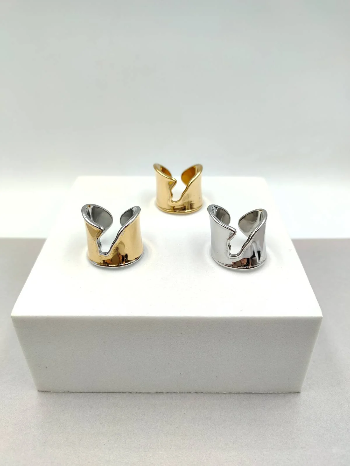 Stainless Steel Ring with Irregular Opening by Magis Handmade Jewels – view 2