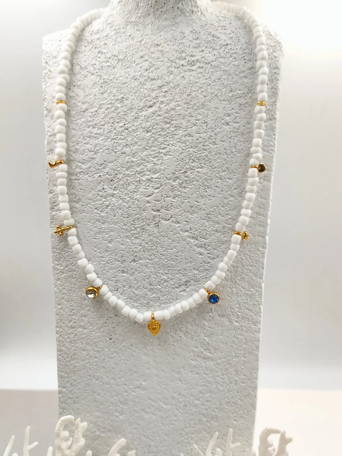 Necklace with Crystals and Gold-Plated Details by Magis Handmade Jewels – view 3