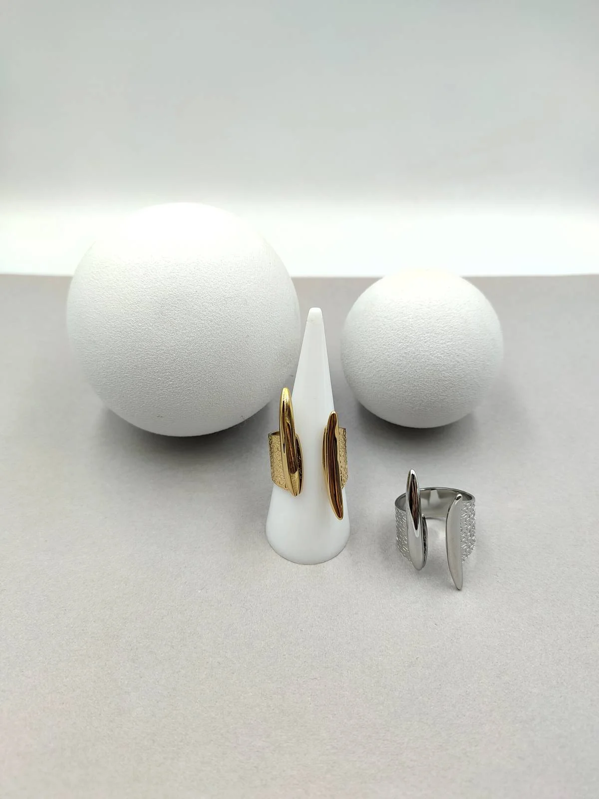 Stainless Steel Embossed Ring with Opening by Magis Handmade Jewels – view 3