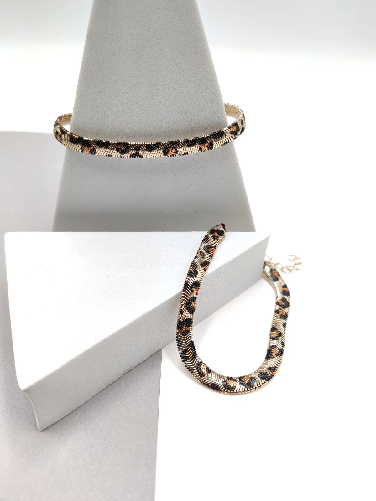 Gold-Plated Chain Bracelet with Animal Print Snake #603030