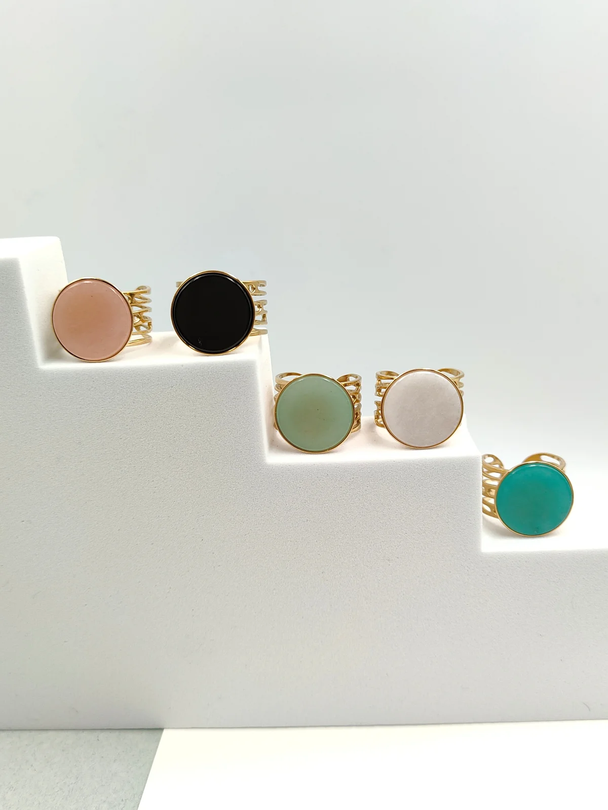 Stainless Steel Round Ring with Nephrite Jade by Magis Handmade Jewels – view 2