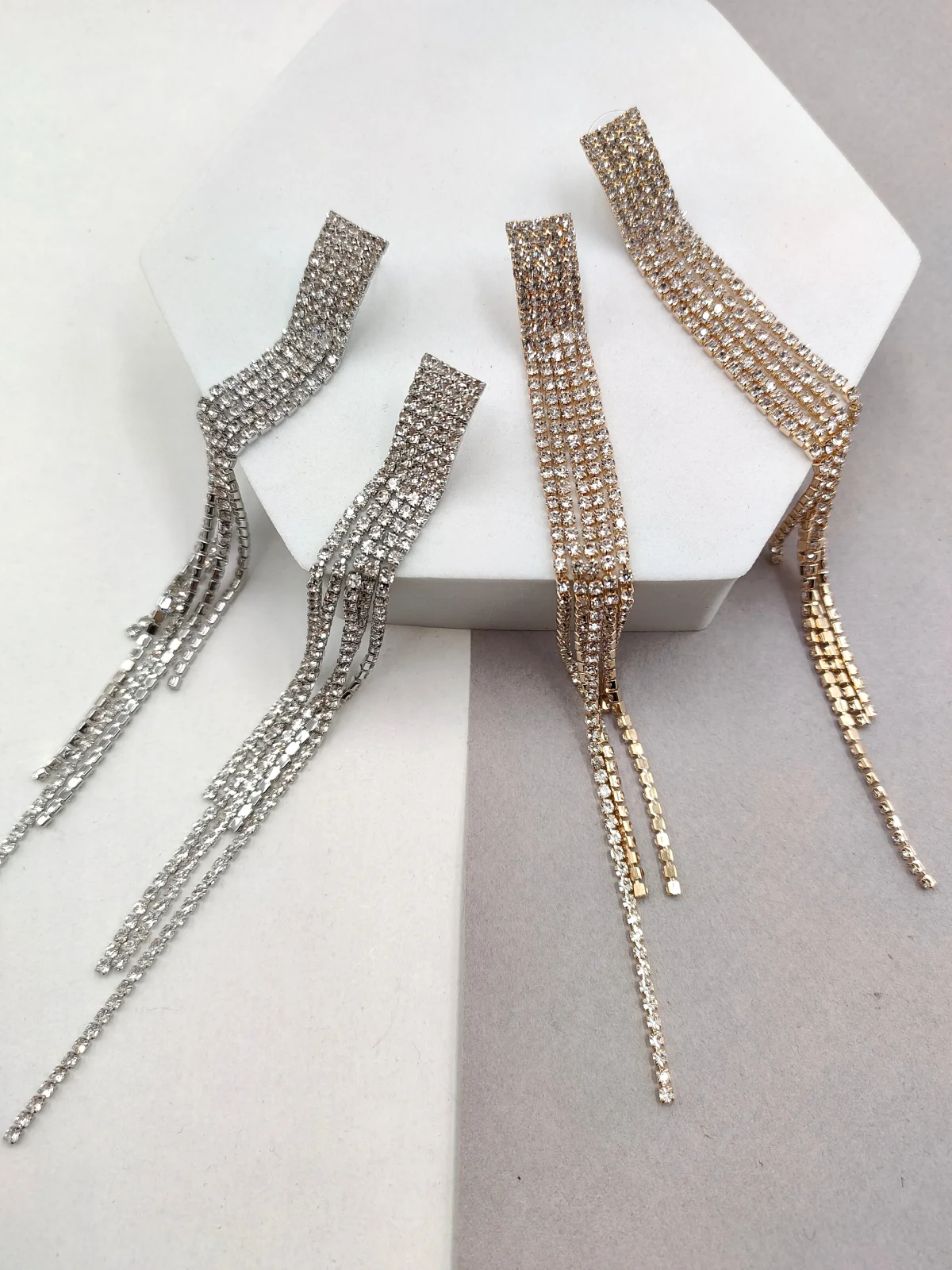 Long Earrings with Rhinestones by Magis Handmade Jewels – view 2