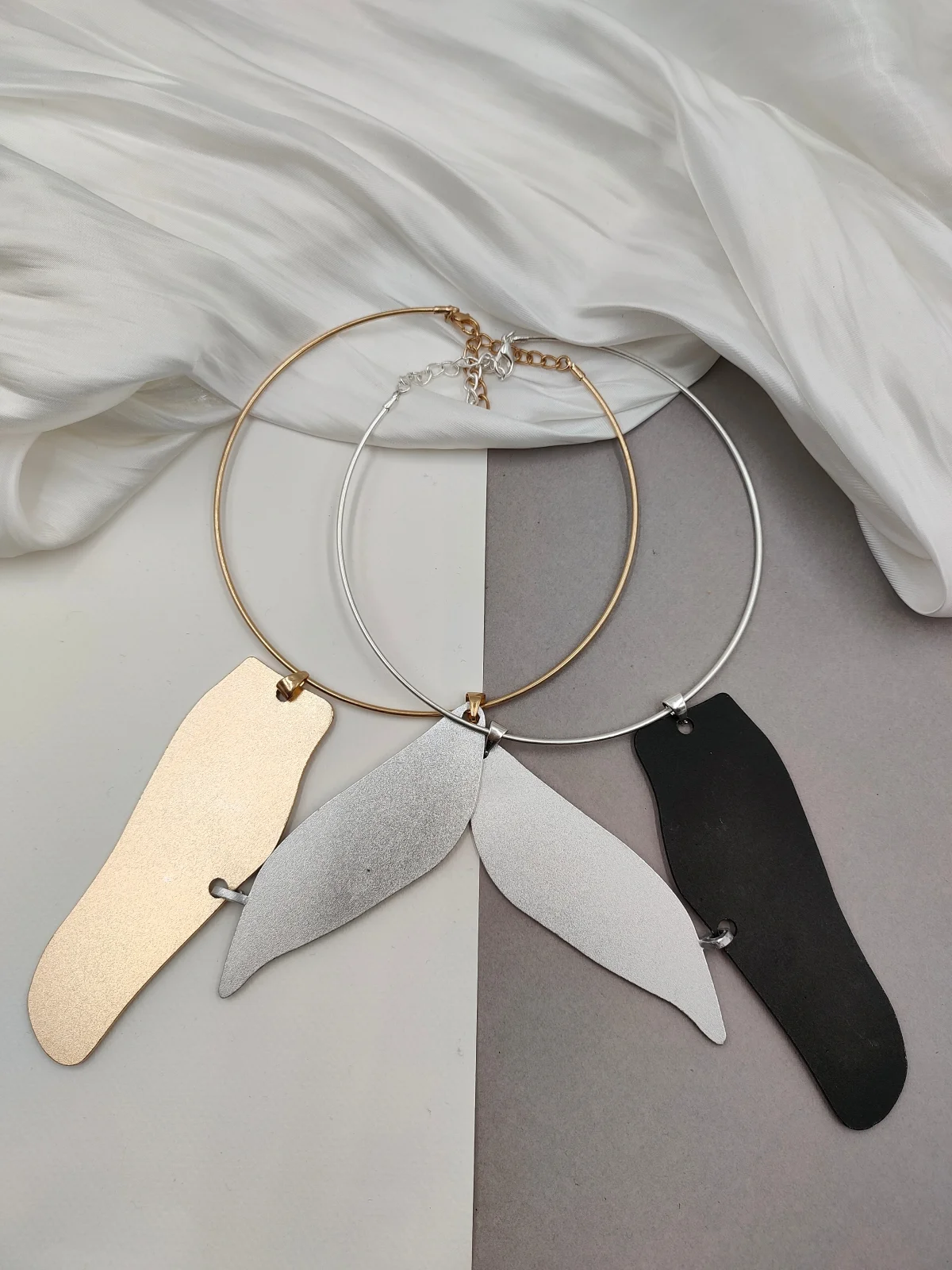 Choker Necklace with Brass Irregular Shapes by Magis Handmade Jewels – view 4