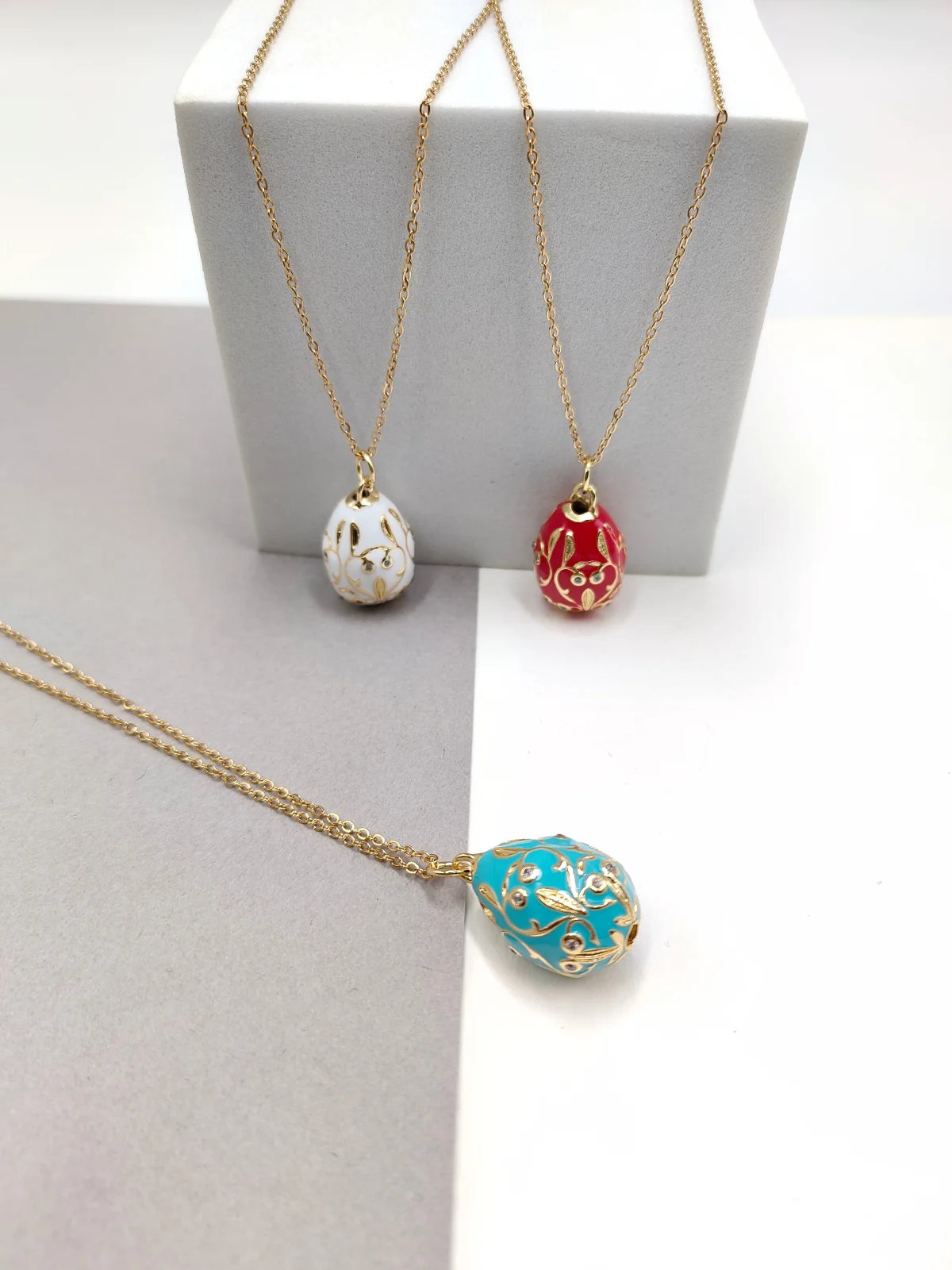 Stainless Steel Necklace with Egg Motif and Enamel by Magis Handmade Jewels – view 3