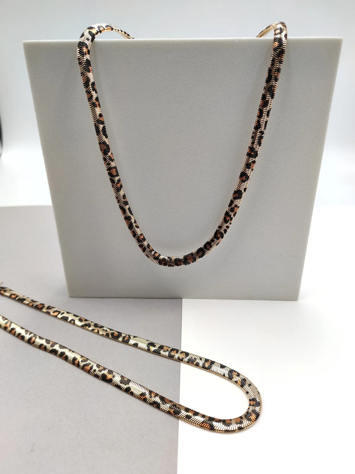 Gold-Plated Chain Necklace with Animal Print Snake by Magis Handmade Jewels – view 2