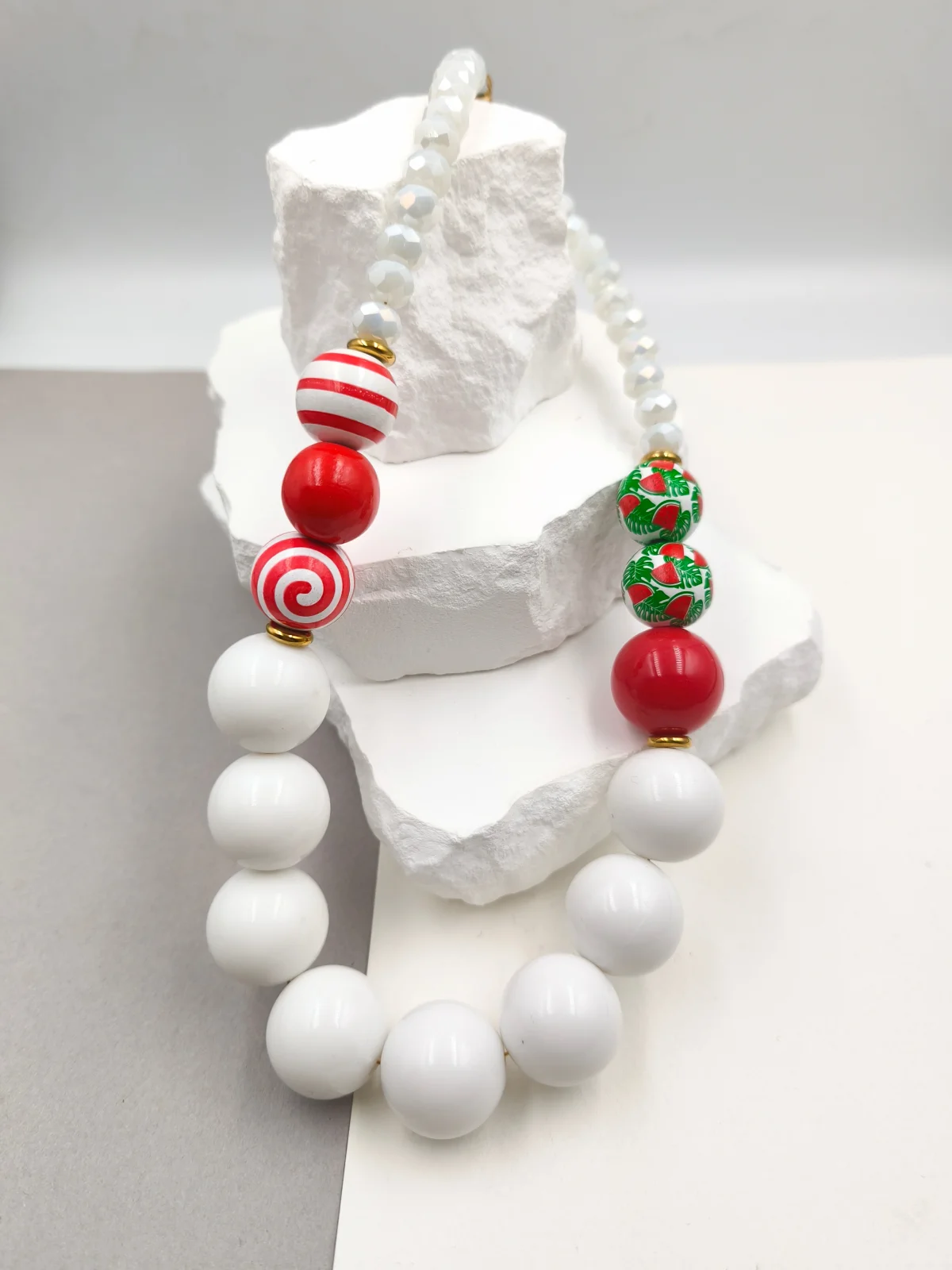 Necklace with Crystals, Wooden and Acrylic Beads by Magis Handmade Jewels – view 2
