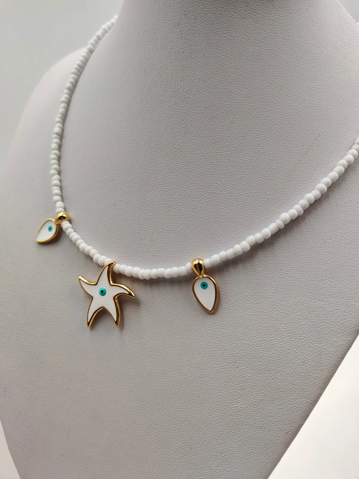 Necklace with Beads and Gold-Plated Enamel Details #841822
