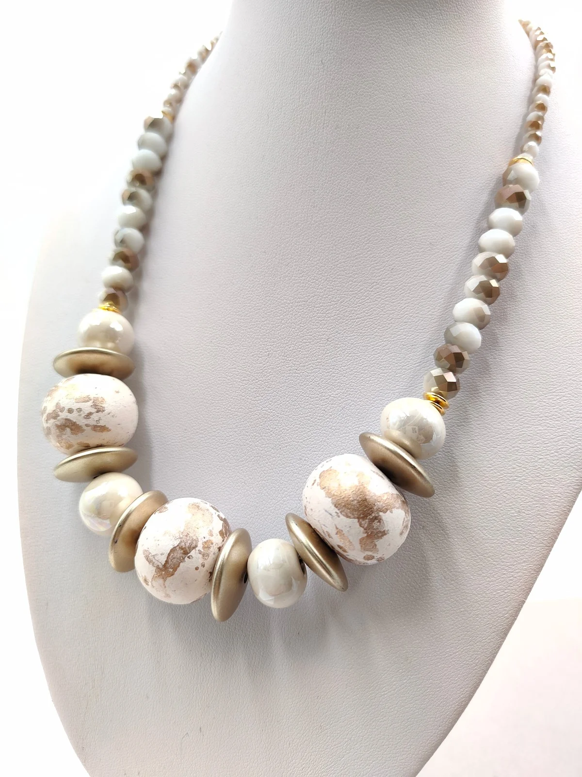 Necklace with Crystals, Ceramic and Acrylic Beads #111885