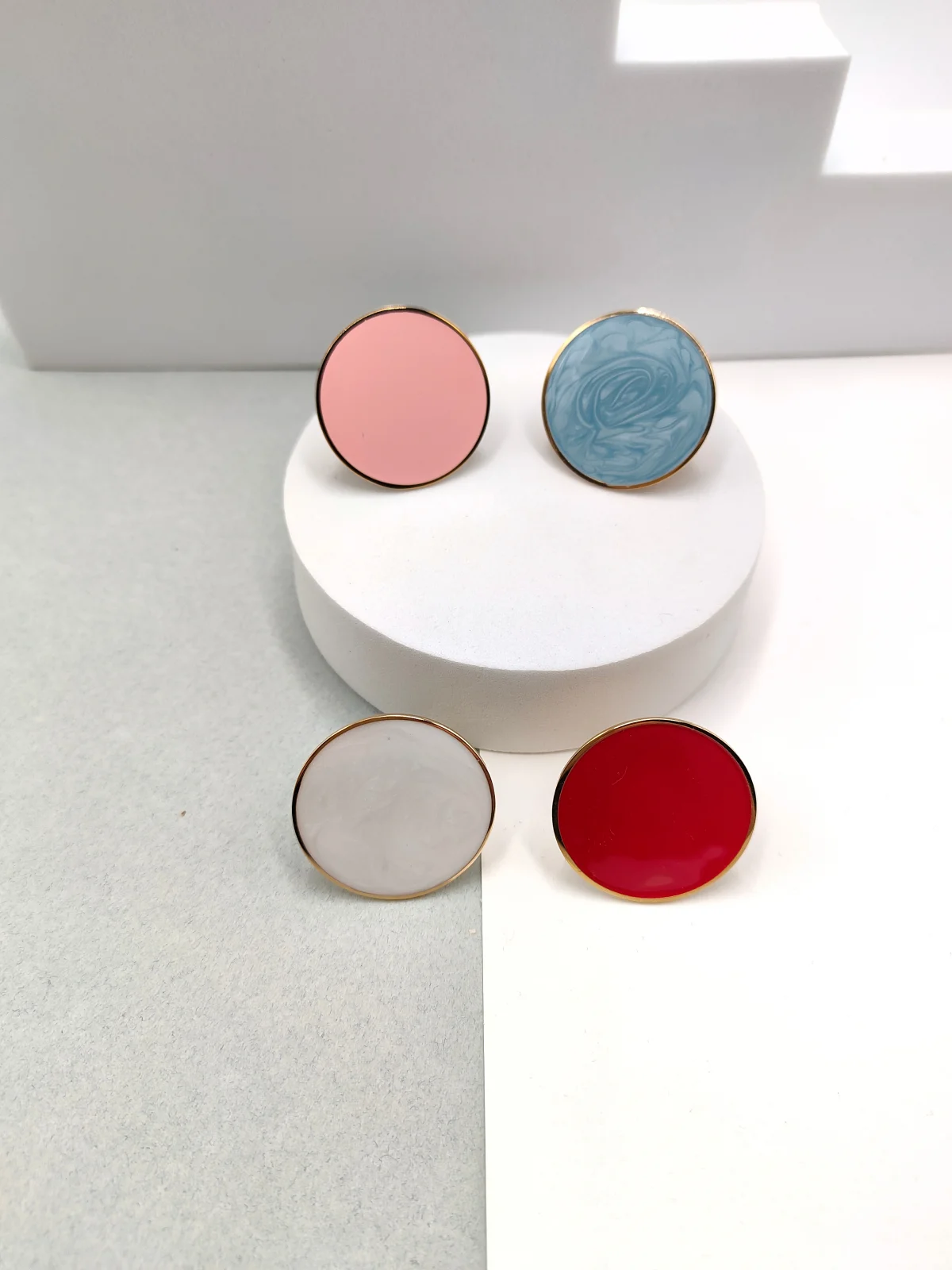 Stainless Steel Round Ring with Enamel by Magis Handmade Jewels – view 2