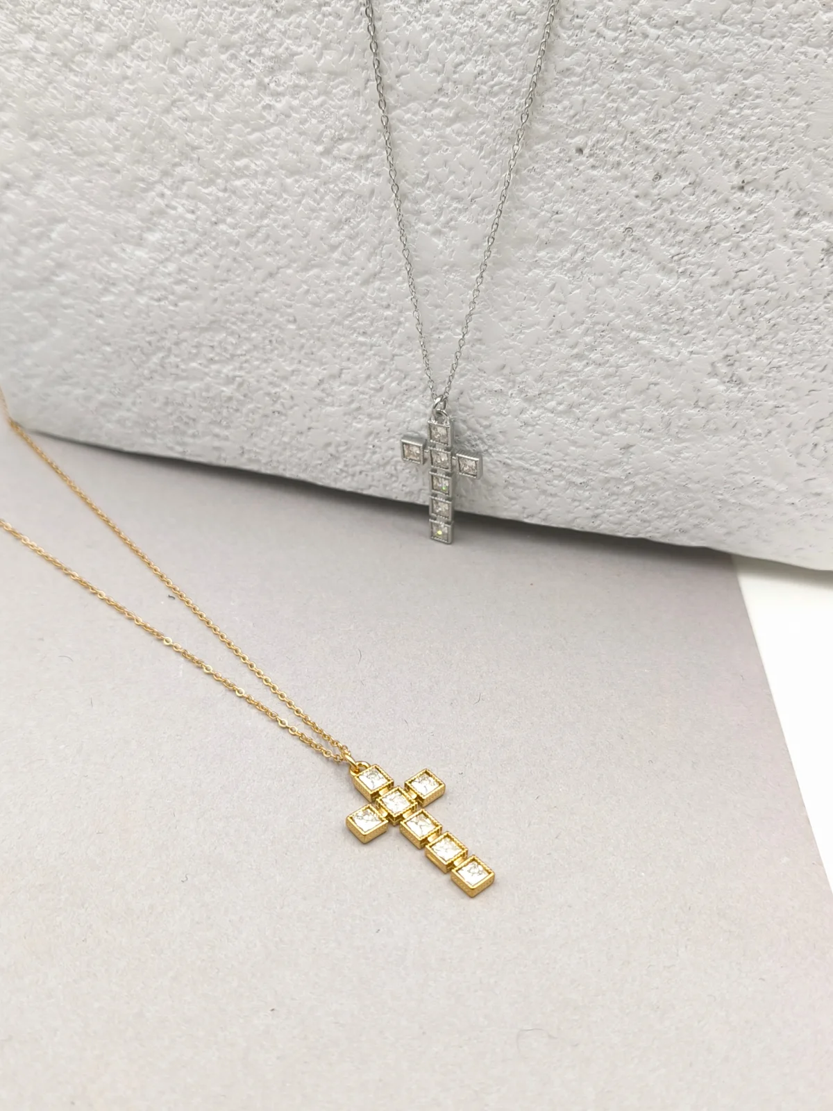 Stainless Steel Necklace with Cross and Zircon by Magis Handmade Jewels – view 2