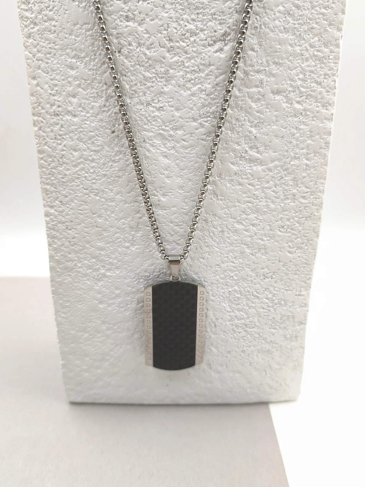 Stainless Steel Necklace with Two-Tone Rectangle by Magis Handmade Jewels – view 3