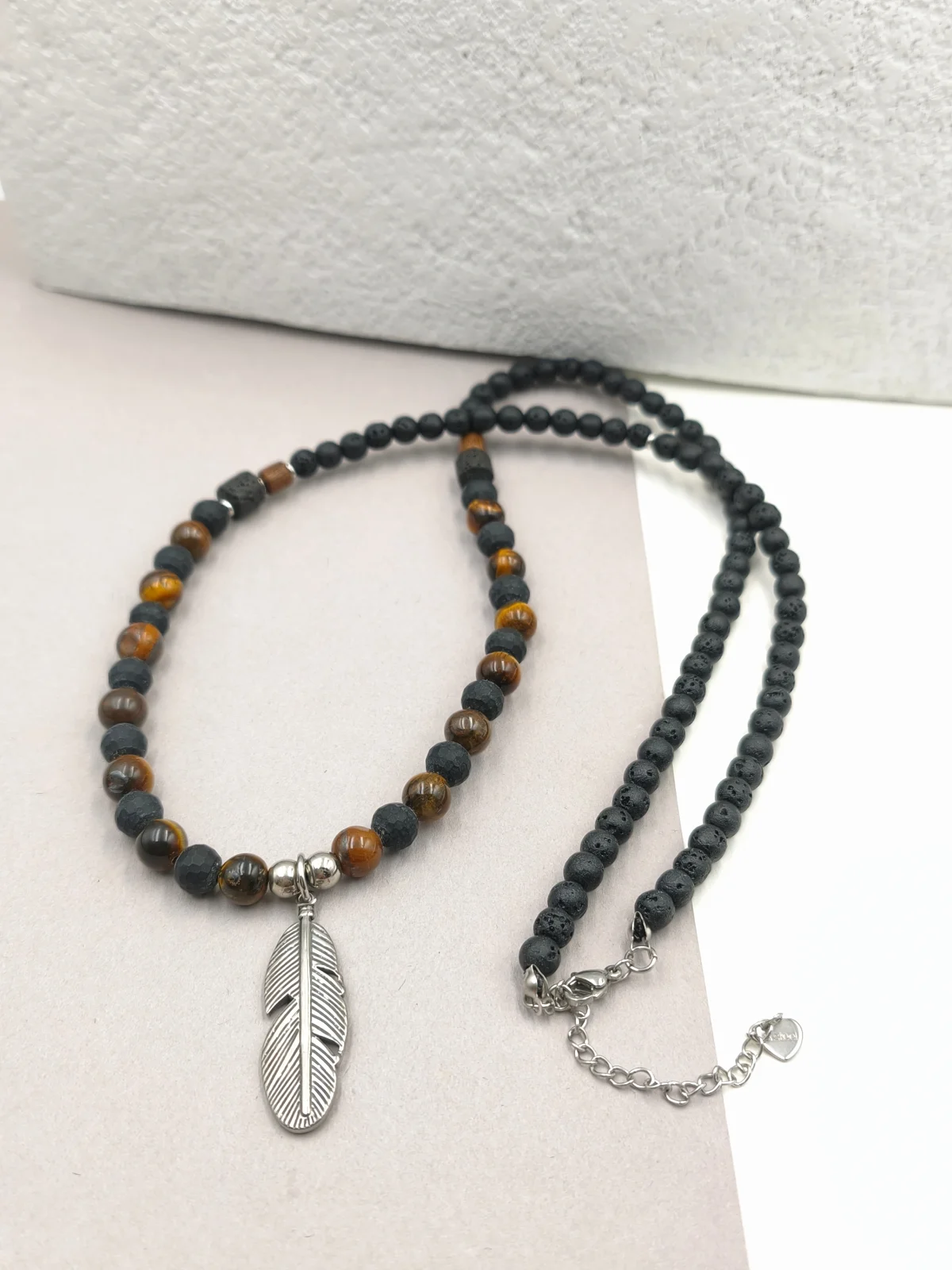 Necklace with Lava Beads and Tiger's Eye by Magis Handmade Jewels – view 2