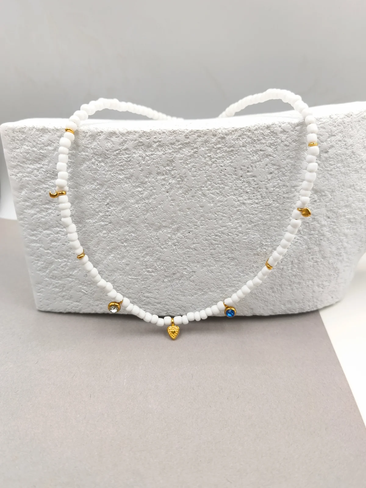 Necklace with Crystals and Gold-Plated Details by Magis Handmade Jewels – view 2