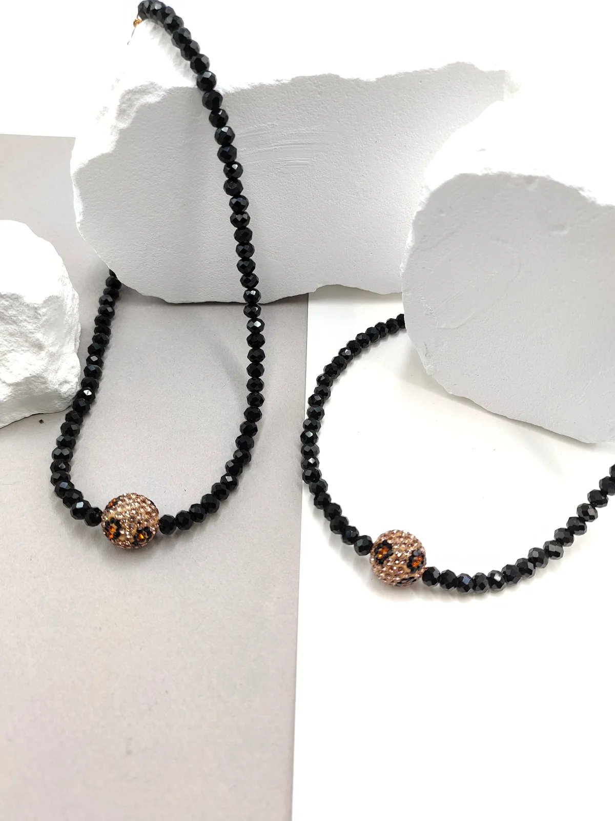 Necklace with Crystal Beads and Rhinestones with Animal Print by Magis Handmade Jewels – view 2