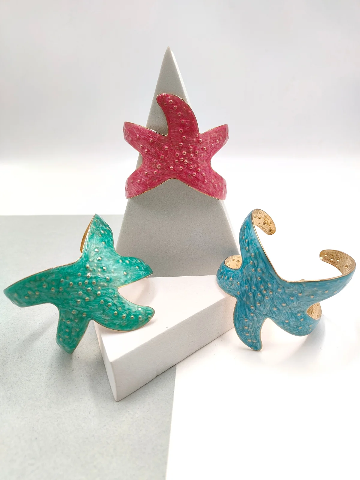 Stainless Steel Bracelet with Starfish and Enamel by Magis Handmade Jewels – view 2
