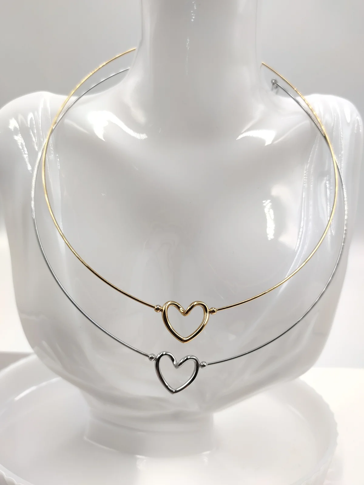 Stainless Steel Choker Necklace with Heart #803050