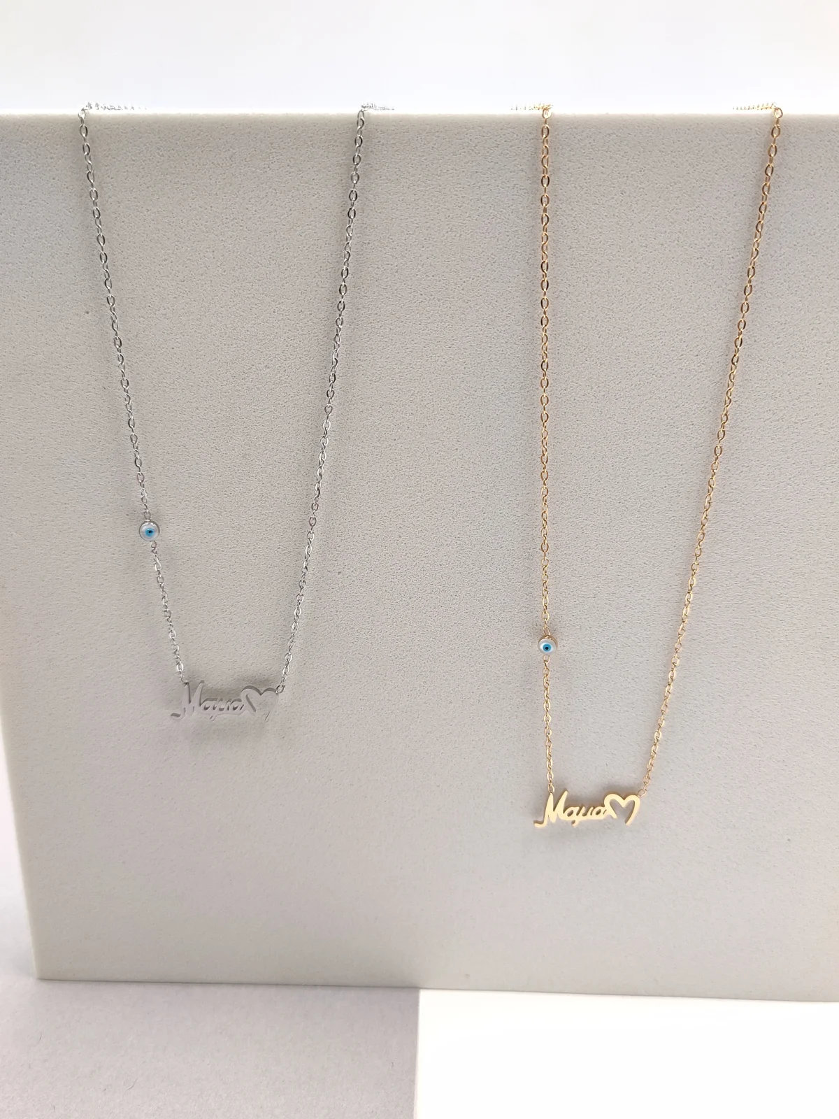 Stainless Steel Mama Necklace with Evil Eye by Magis Handmade Jewels – view 3