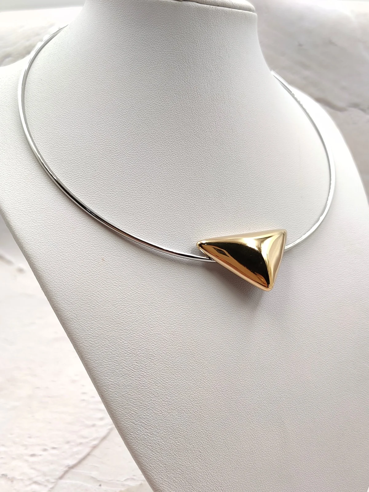 Stainless Steel Choker Necklace with Domed Triangle by Magis Handmade Jewels – view 4