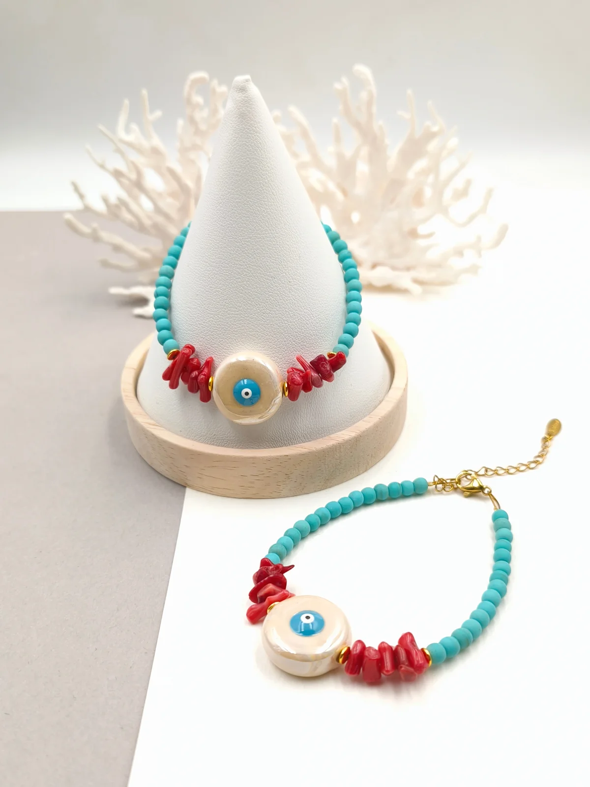 Bracelet with Howlite Beads and Ceramic Bead by Magis Handmade Jewels – view 2
