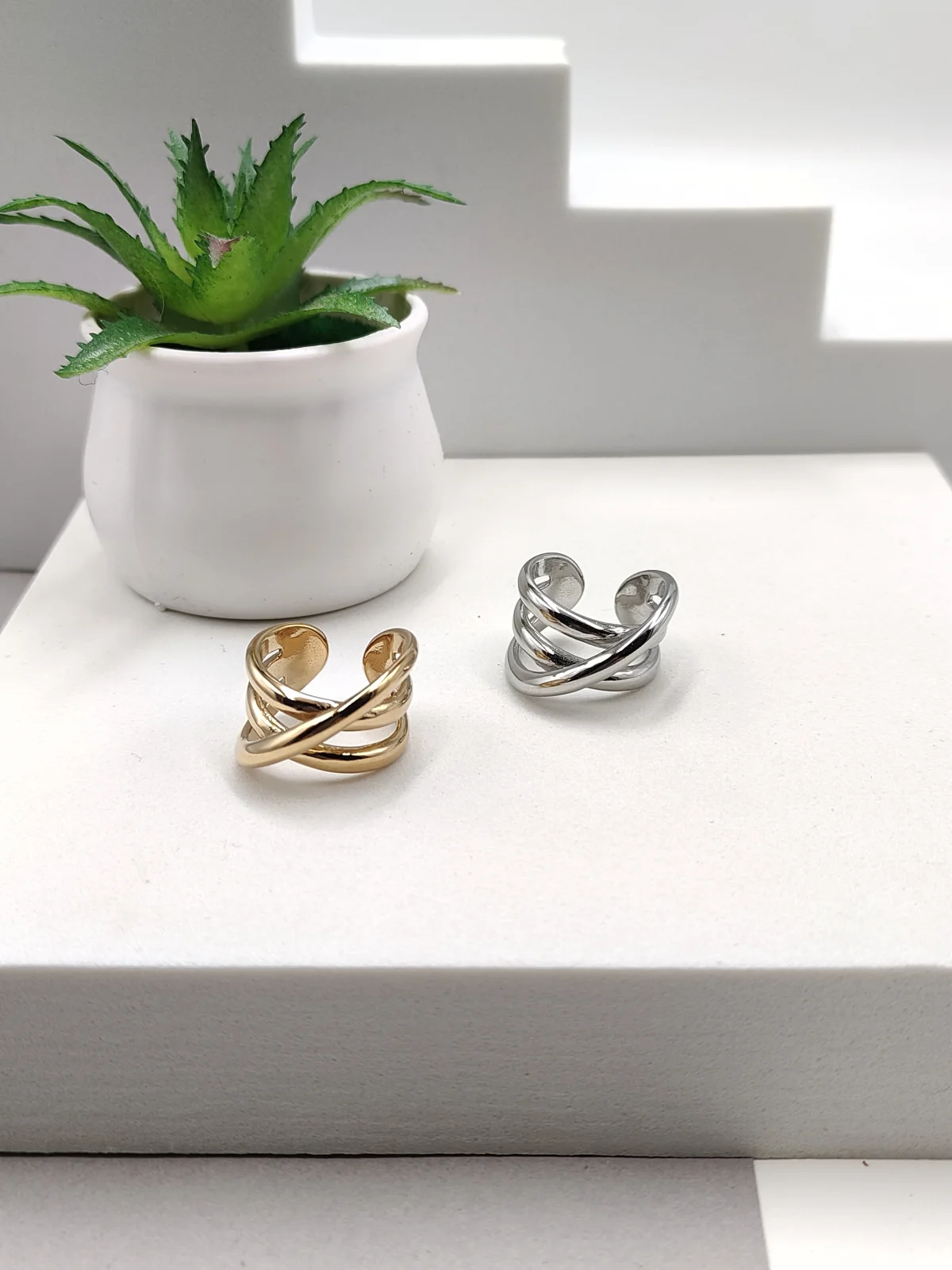 Stainless Steel Triple Ring by Magis Handmade Jewels – view 2