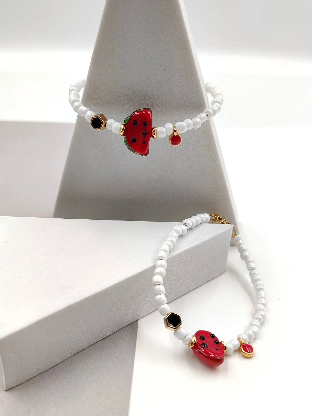 Bracelet with Glass Beads and Murano-Glass Watermelon #752133