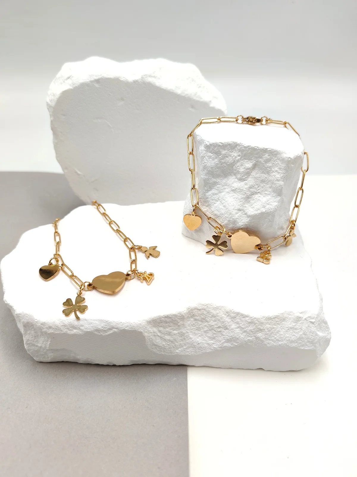 Stainless Steel Lucky Charm Bracelet with Gold-Plated Details by Magis Handmade Jewels – view 2