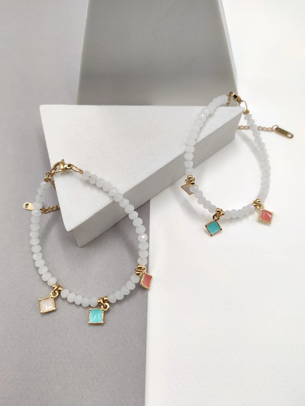 Bracelet with Crystals and Gold-Plated Enamel Details by Magis Handmade Jewels – view 2