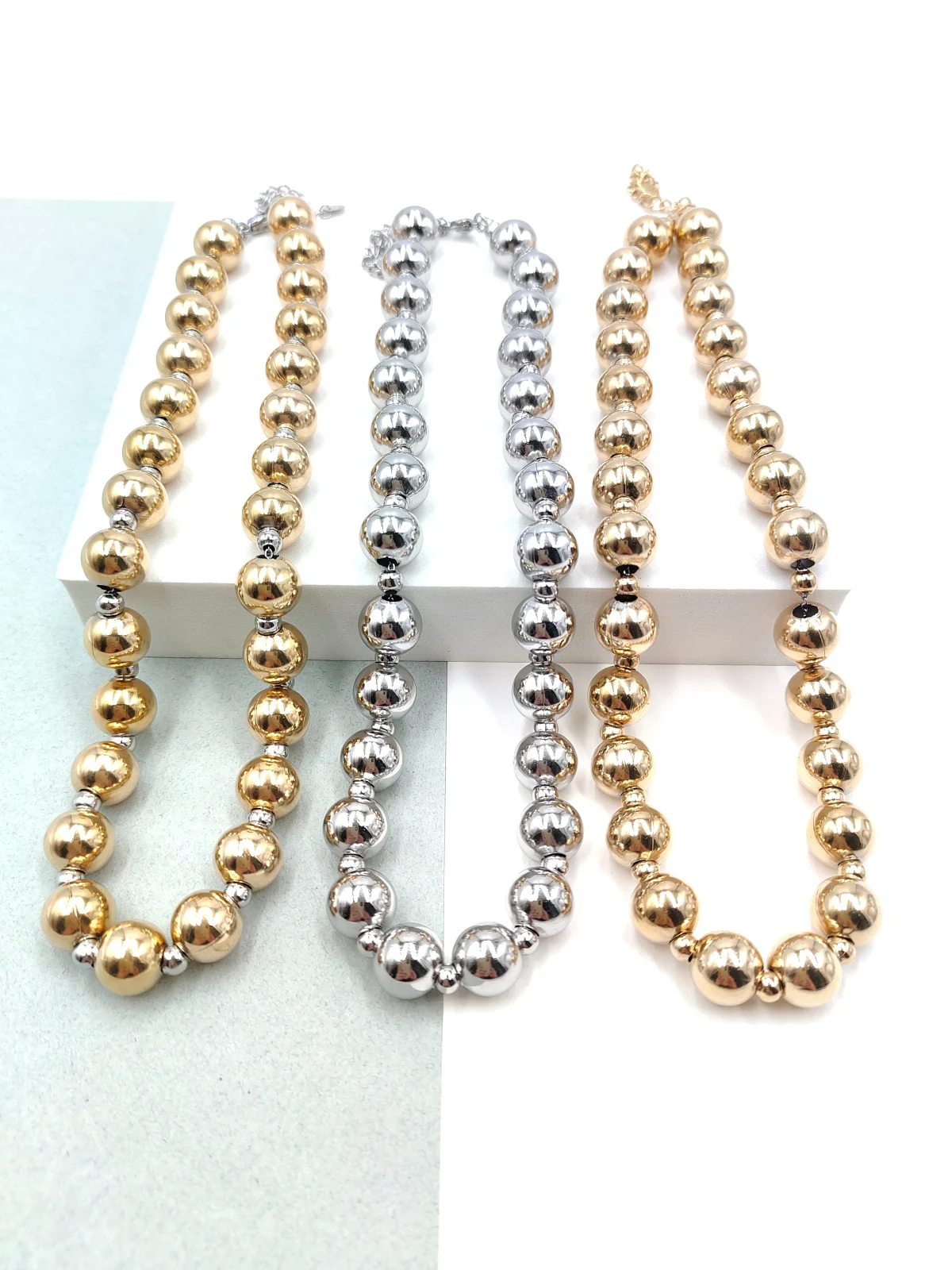 Stainless Steel Necklace with Beads by Magis Handmade Jewels – view 3