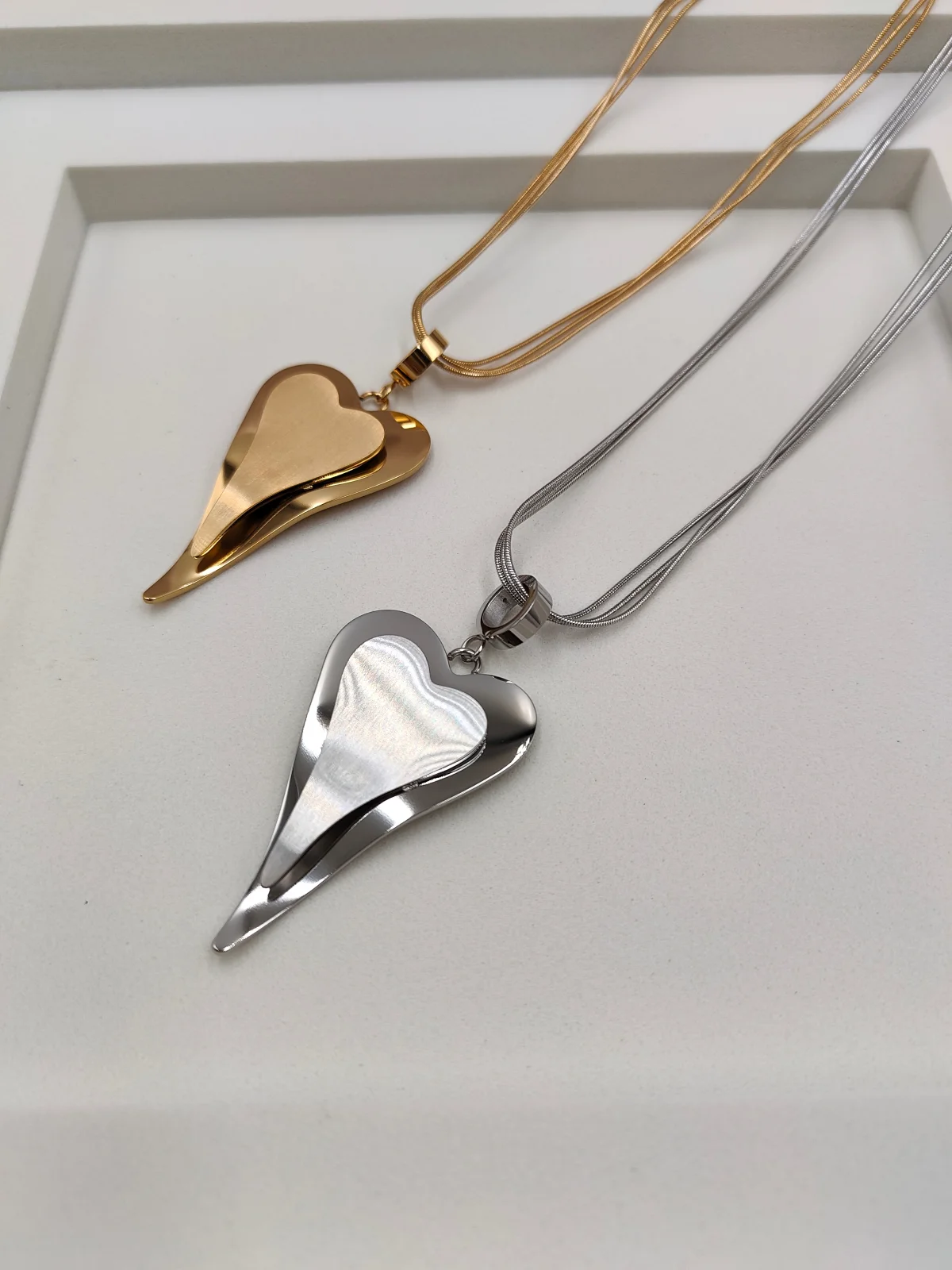 Stainless Steel Necklace with Heart by Magis Handmade Jewels – view 2