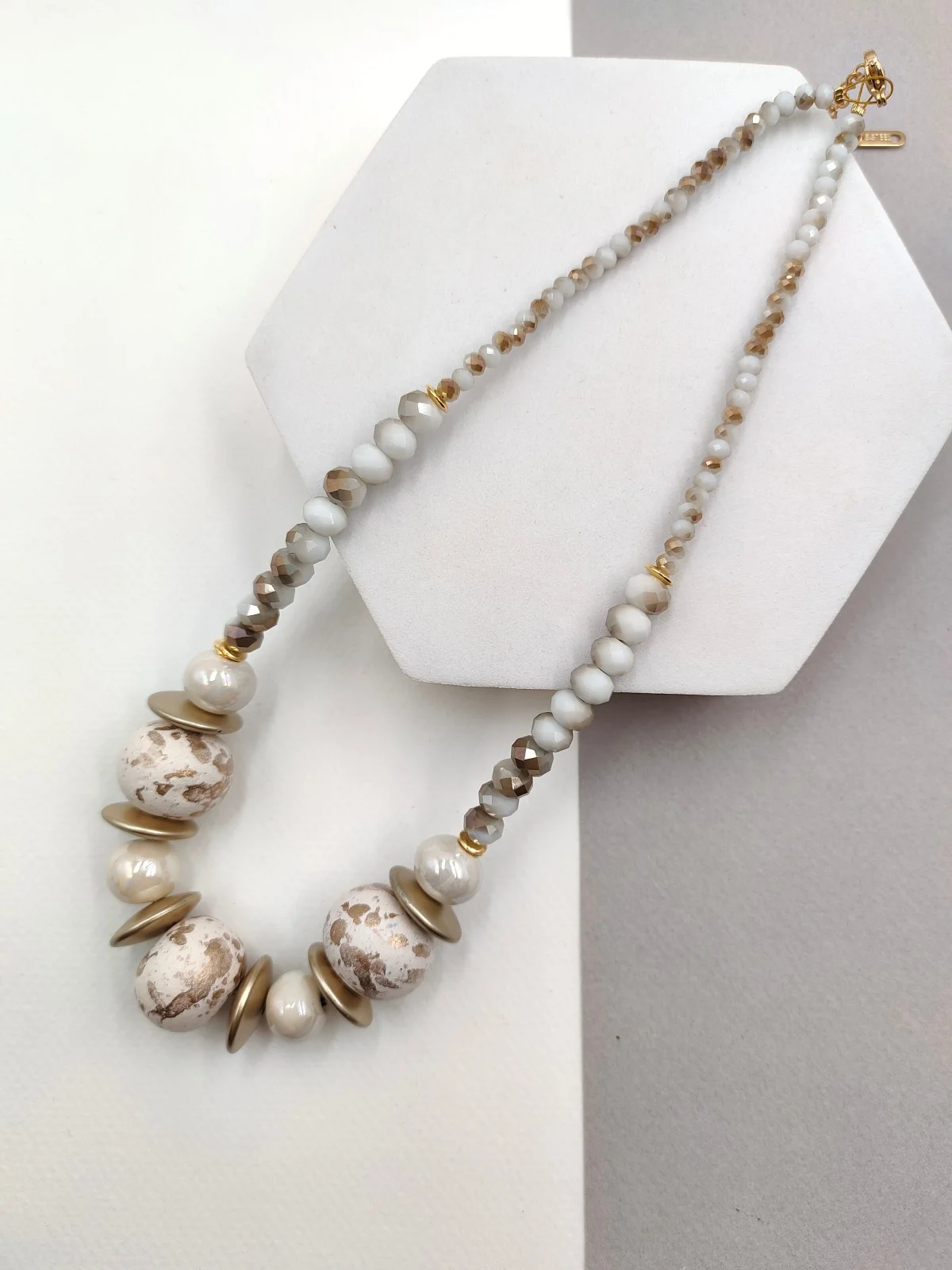 Necklace with Crystals, Ceramic and Acrylic Beads by Magis Handmade Jewels – view 4