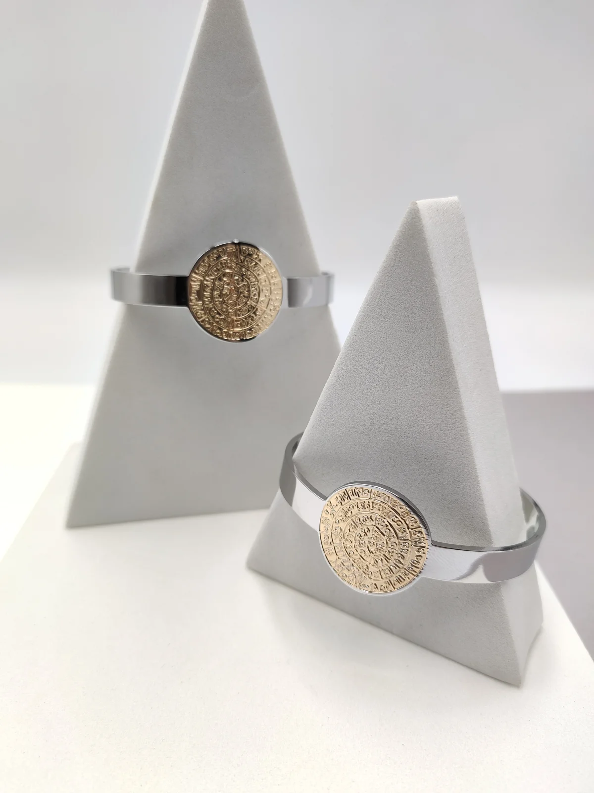 Stainless Steel Two-Tone Bracelet with Phaistos Disc by Magis Handmade Jewels – view 2