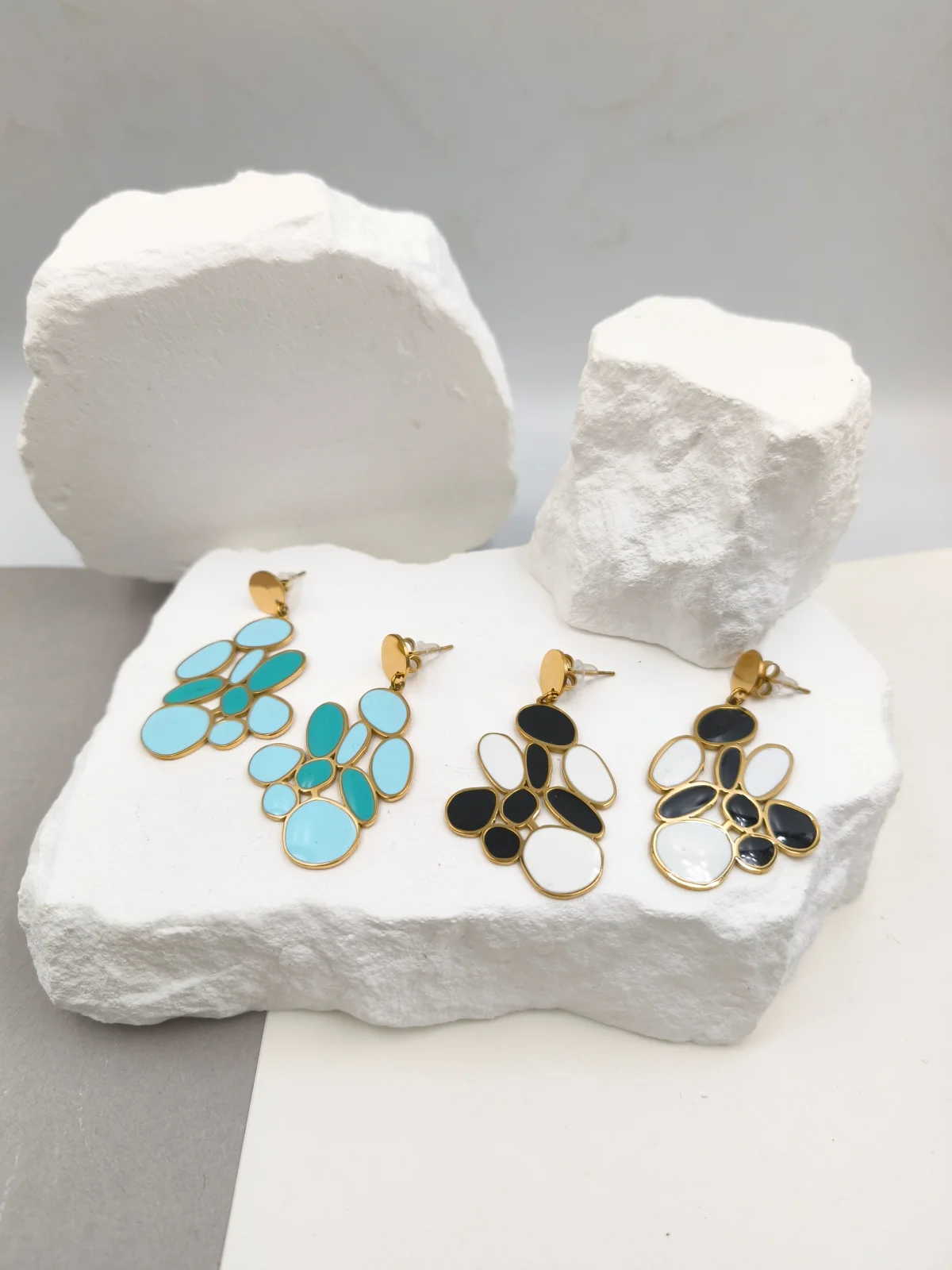 Stainless Steel Earrings with Enamel by Magis Handmade Jewels – view 2