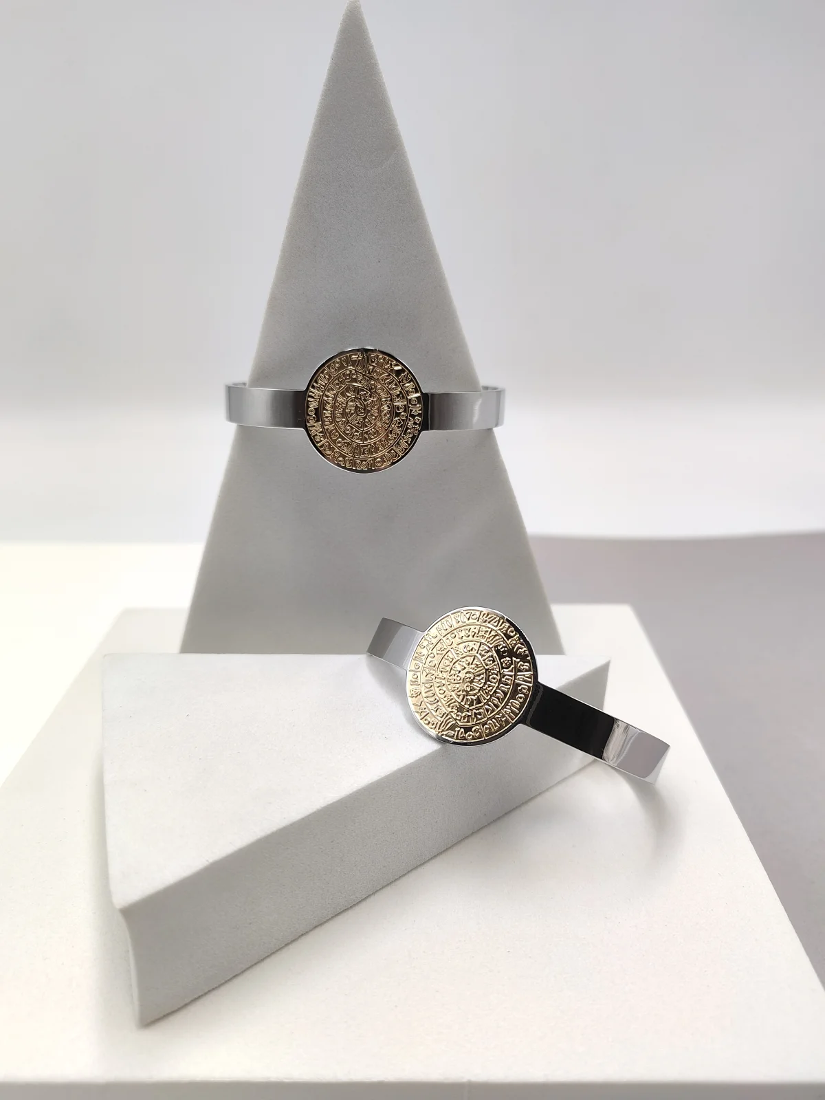 Stainless Steel Two-Tone Bracelet with Phaistos Disc #742946