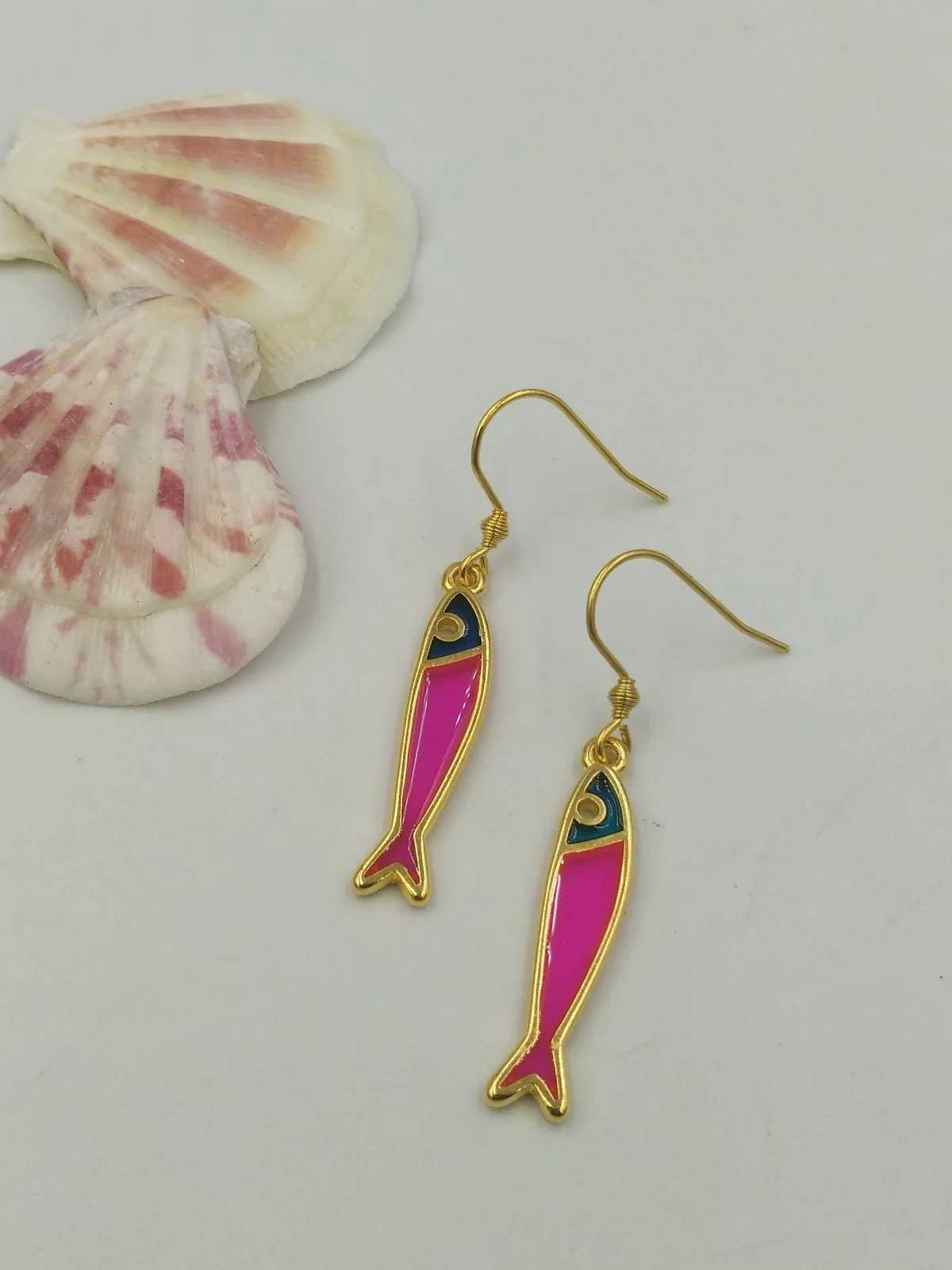 Earrings with Little Fish Stained Glass #400431