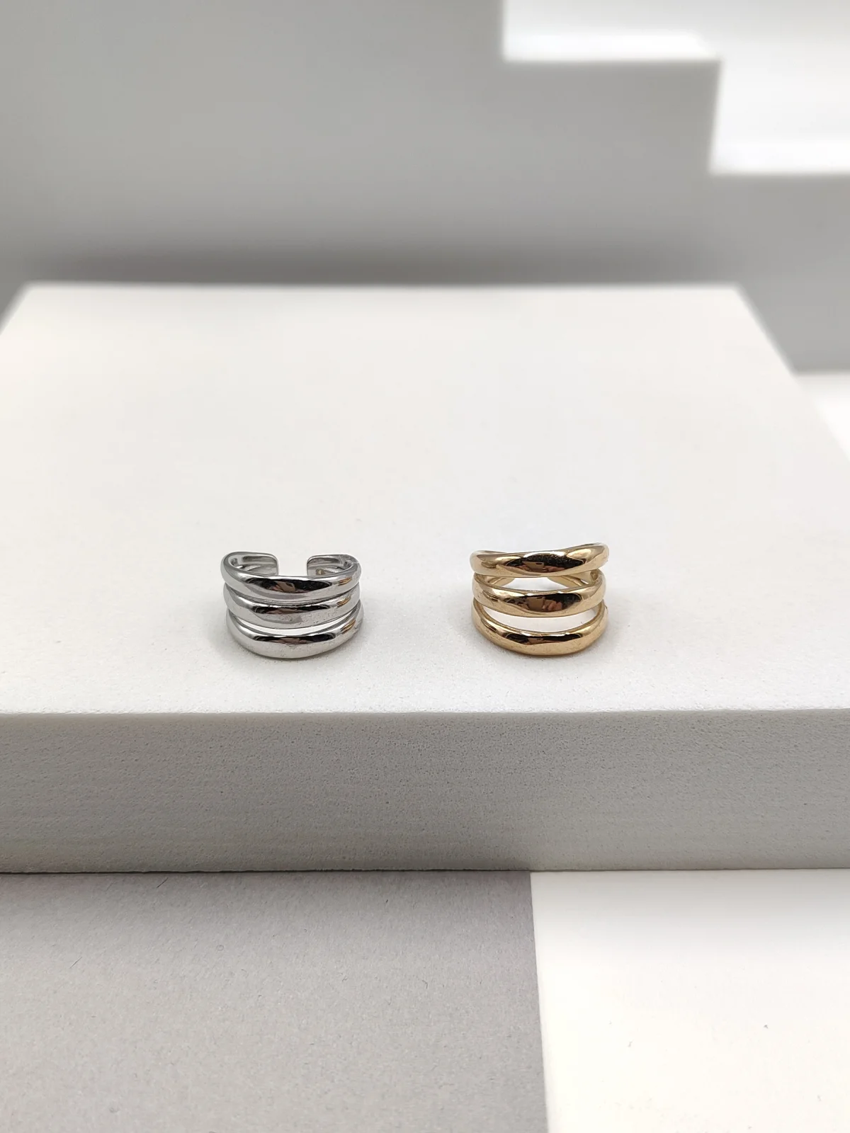 Stainless Steel Triple Signet Ring by Magis Handmade Jewels – view 2