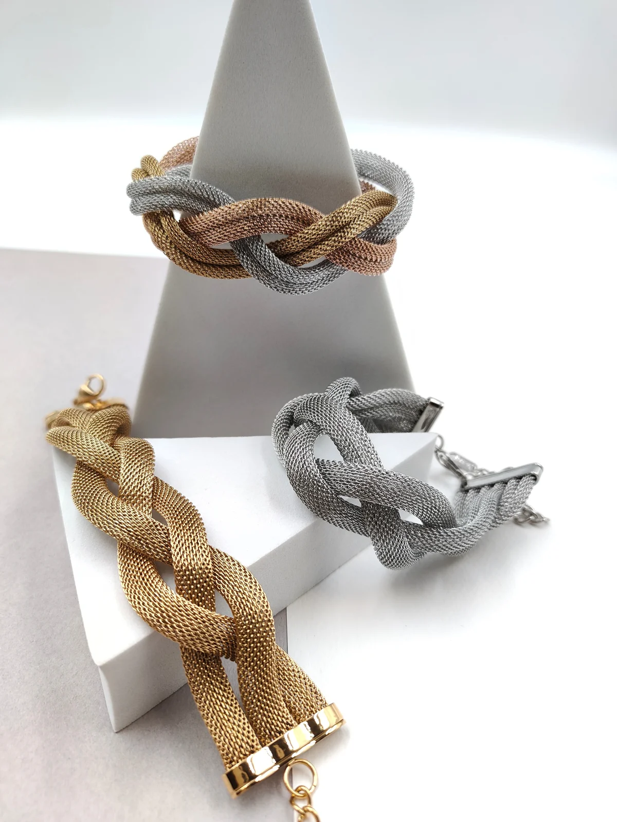 Stainless Steel Bracelet with Woven Chain #852211