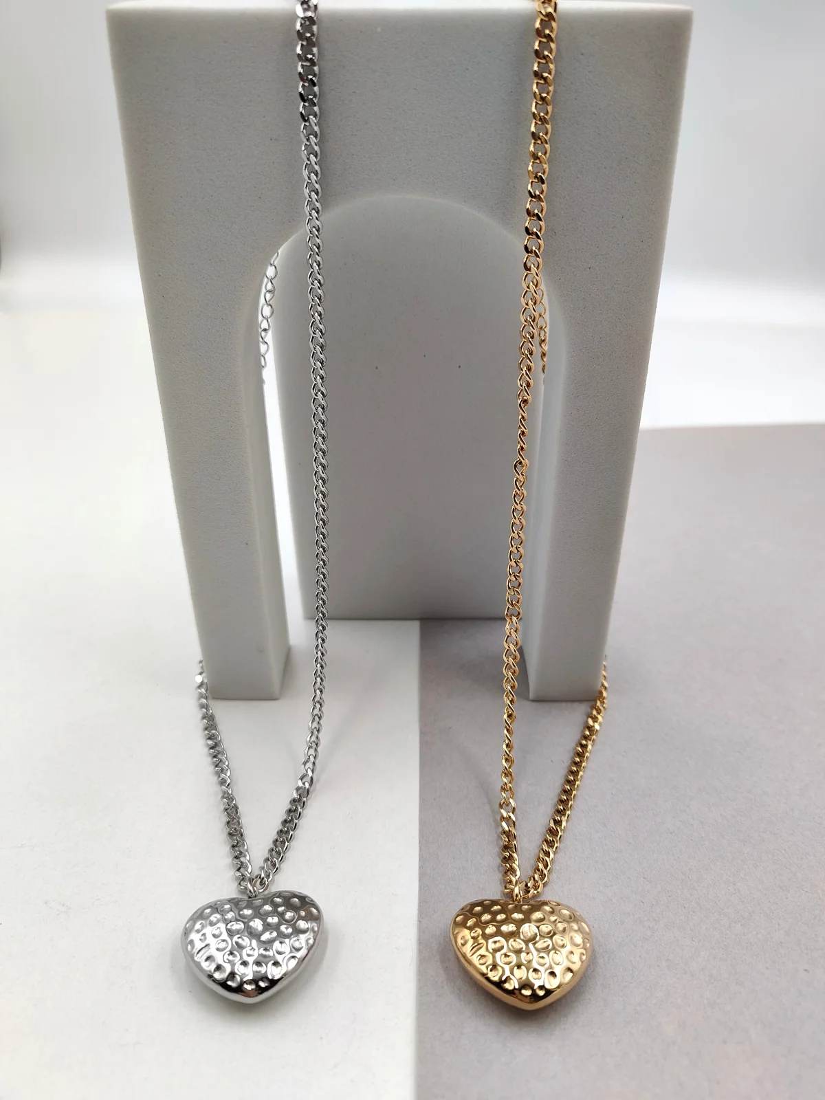 Stainless Steel Necklace with Embossed Heart by Magis Handmade Jewels – view 3