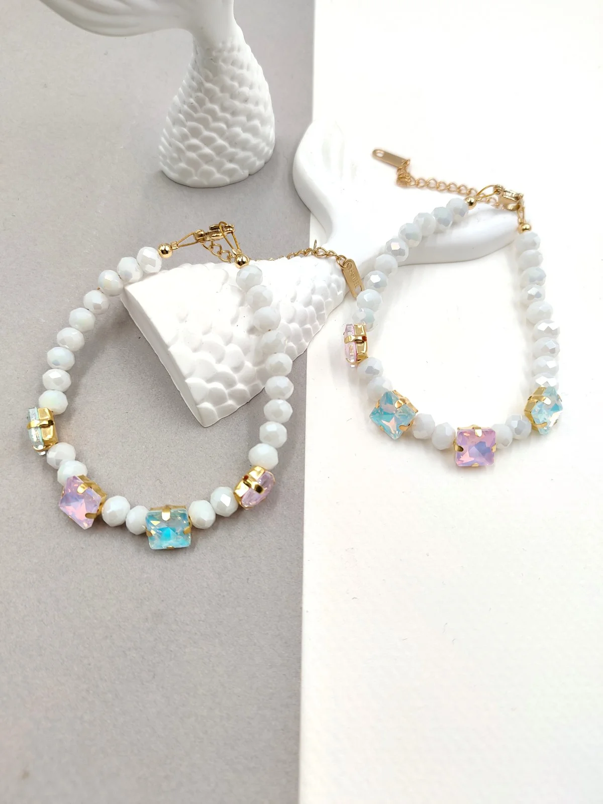 Bracelet with Faceted Crystals and Acrylic Beads by Magis Handmade Jewels – view 3